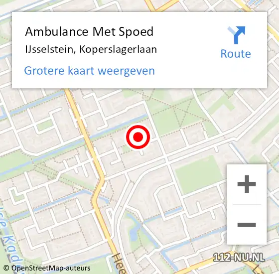 Locatie op kaart van de 112 melding: Ambulance Met Spoed Naar IJsselstein, Koperslagerlaan op 13 augustus 2017 16:26