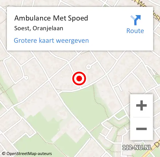 Locatie op kaart van de 112 melding: Ambulance Met Spoed Naar Soest, Oranjelaan op 13 augustus 2017 18:25