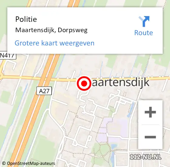Locatie op kaart van de 112 melding: Politie Maartensdijk, Dorpsweg op 13 augustus 2017 18:32