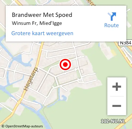 Locatie op kaart van de 112 melding: Brandweer Met Spoed Naar Winsum Fr, Mied'Igge op 17 augustus 2017 07:53
