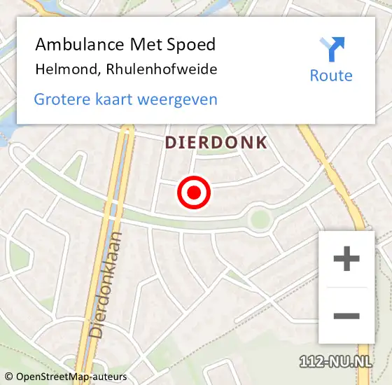 Locatie op kaart van de 112 melding: Ambulance Met Spoed Naar Helmond, Rhulenhofweide op 17 augustus 2017 09:13