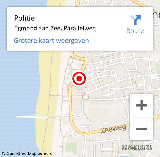 Locatie op kaart van de 112 melding: Politie Egmond aan Zee, Parallelweg op 17 augustus 2017 09:32