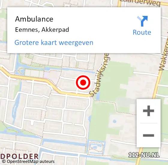 Locatie op kaart van de 112 melding: Ambulance Eemnes, Akkerpad op 17 augustus 2017 10:45