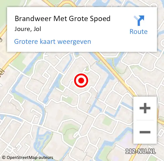 Locatie op kaart van de 112 melding: Brandweer Met Grote Spoed Naar Joure, Jol op 17 augustus 2017 11:17