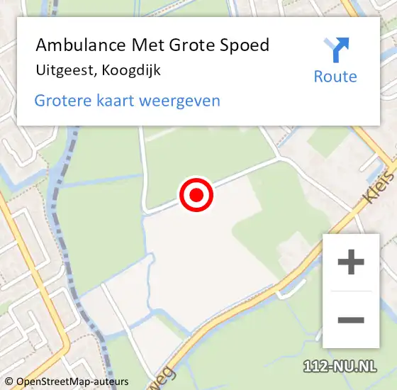 Locatie op kaart van de 112 melding: Ambulance Met Grote Spoed Naar Uitgeest, Koogdijk op 17 augustus 2017 11:42