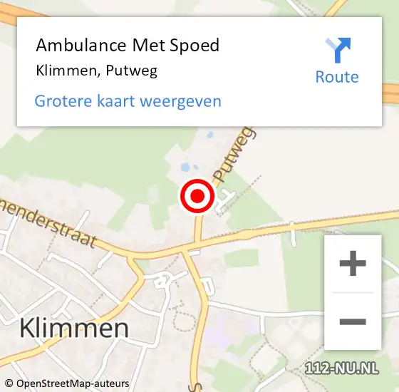 Locatie op kaart van de 112 melding: Ambulance Met Spoed Naar Klimmen, Putweg op 29 januari 2014 18:50