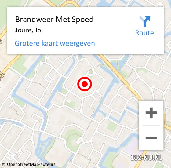 Locatie op kaart van de 112 melding: Brandweer Met Spoed Naar Joure, Jol op 17 augustus 2017 11:58