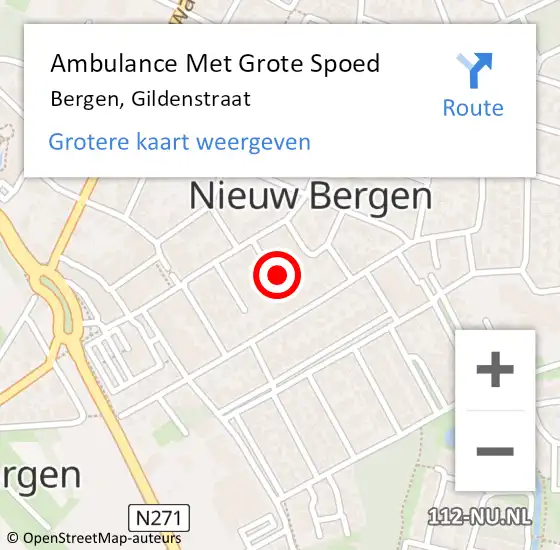 Locatie op kaart van de 112 melding: Ambulance Met Grote Spoed Naar Bergen, Gildenstraat op 17 augustus 2017 12:09