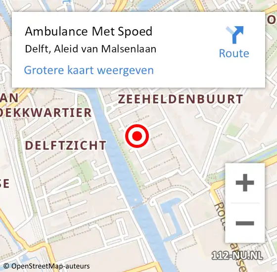 Locatie op kaart van de 112 melding: Ambulance Met Spoed Naar Delft, Aleid van Malsenlaan op 17 augustus 2017 12:44