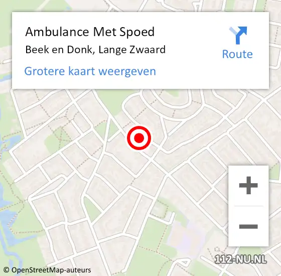 Locatie op kaart van de 112 melding: Ambulance Met Spoed Naar Beek en Donk, Lange Zwaard op 17 augustus 2017 13:01