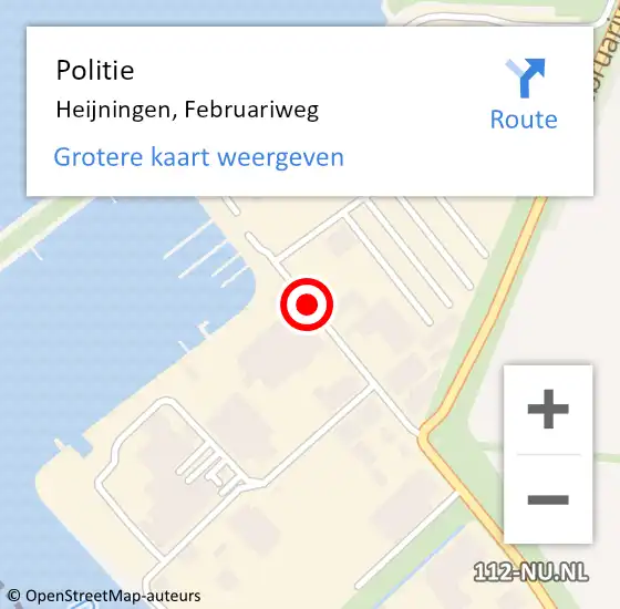 Locatie op kaart van de 112 melding: Politie Heijningen, Februariweg op 17 augustus 2017 13:02