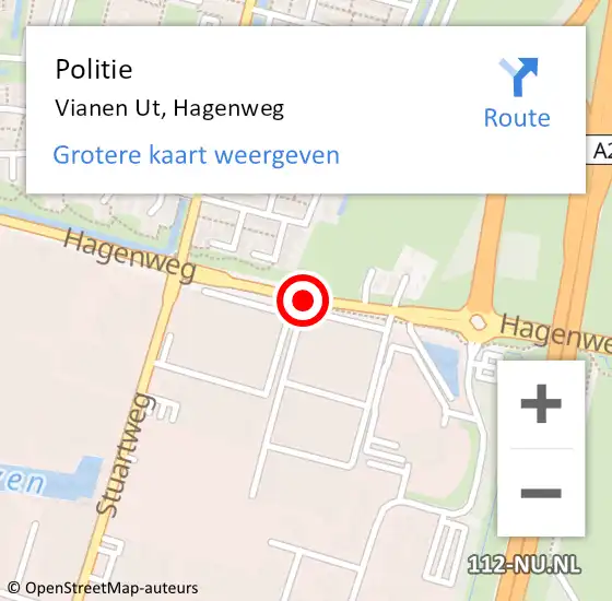 Locatie op kaart van de 112 melding: Politie Vianen Ut, Hagenweg op 17 augustus 2017 13:10