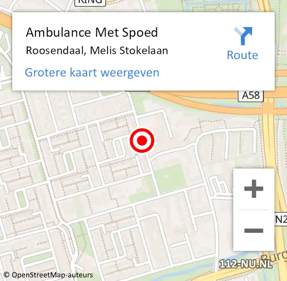 Locatie op kaart van de 112 melding: Ambulance Met Spoed Naar Roosendaal, Melis Stokelaan op 17 augustus 2017 13:20