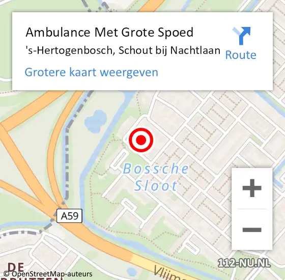 Locatie op kaart van de 112 melding: Ambulance Met Grote Spoed Naar 's-Hertogenbosch, Schout bij Nachtlaan op 17 augustus 2017 13:40