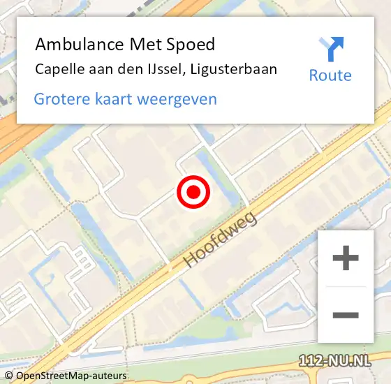 Locatie op kaart van de 112 melding: Ambulance Met Spoed Naar Capelle aan den IJssel, Ligusterbaan op 17 augustus 2017 13:55