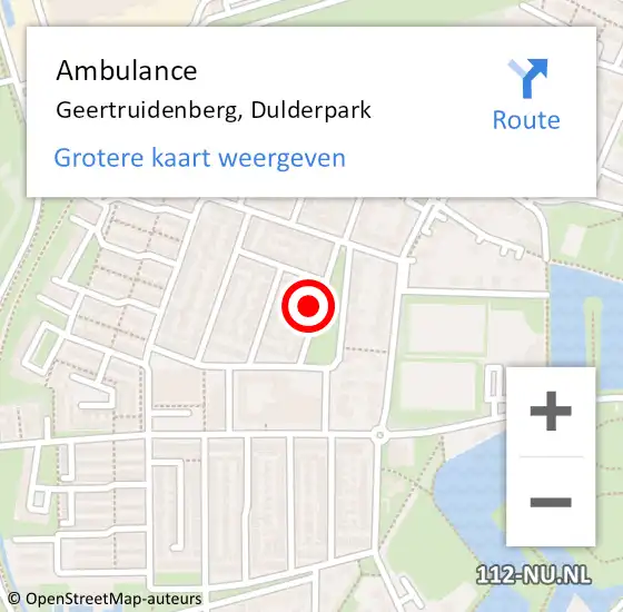 Locatie op kaart van de 112 melding: Ambulance Geertruidenberg, Dulderpark op 17 augustus 2017 13:58