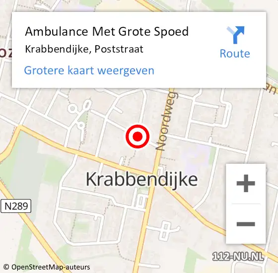 Locatie op kaart van de 112 melding: Ambulance Met Grote Spoed Naar Krabbendijke, Poststraat op 17 augustus 2017 14:55