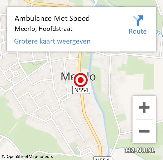 Locatie op kaart van de 112 melding: Ambulance Met Spoed Naar Meerlo, Hoofdstraat op 17 augustus 2017 15:19