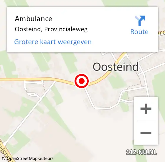 Locatie op kaart van de 112 melding: Ambulance Oosteind, Provincialeweg op 17 augustus 2017 15:33