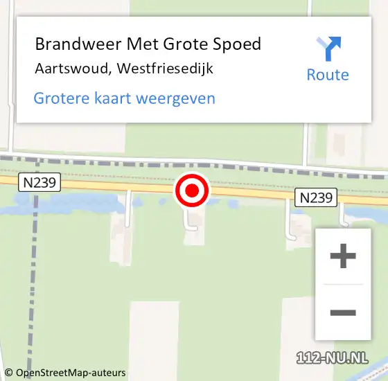 Locatie op kaart van de 112 melding: Brandweer Met Grote Spoed Naar Aartswoud, Westfriesedijk op 17 augustus 2017 16:06