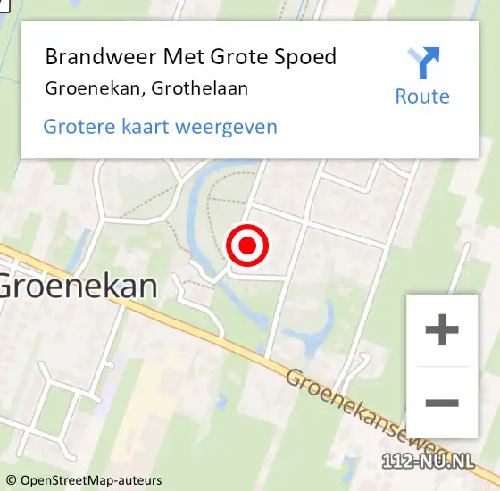 Locatie op kaart van de 112 melding: Brandweer Met Grote Spoed Naar Groenekan, Grothelaan op 17 augustus 2017 16:16