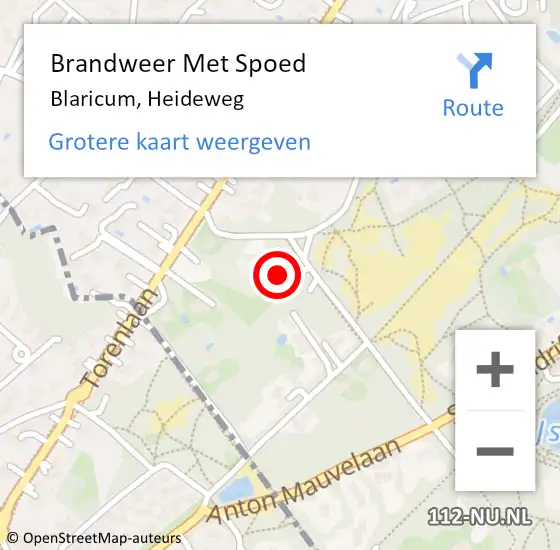 Locatie op kaart van de 112 melding: Brandweer Met Spoed Naar Blaricum, Heideweg op 17 augustus 2017 16:51