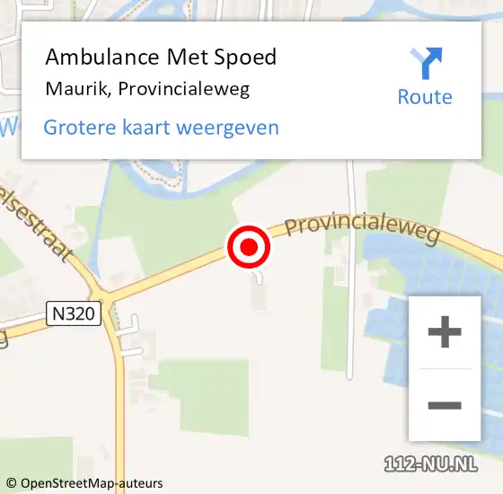 Locatie op kaart van de 112 melding: Ambulance Met Spoed Naar Maurik, Provincialeweg op 17 augustus 2017 16:53