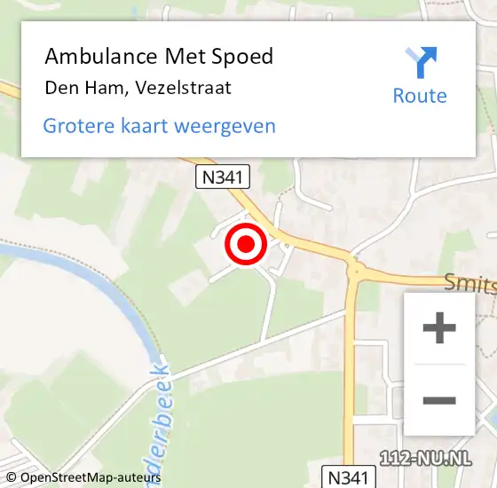 Locatie op kaart van de 112 melding: Ambulance Met Spoed Naar Den Ham, Vezelstraat op 17 augustus 2017 18:04