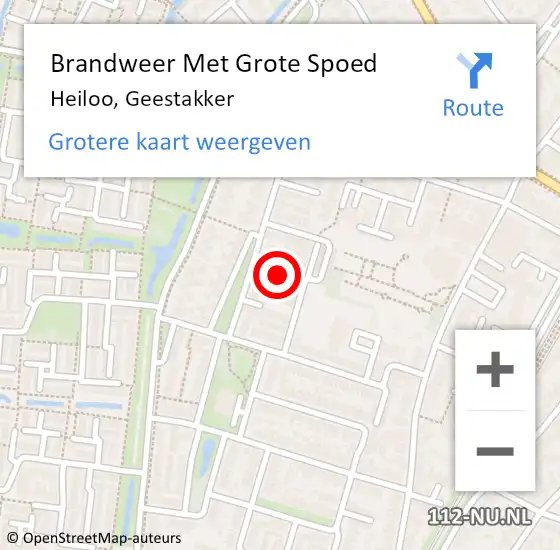 Locatie op kaart van de 112 melding: Brandweer Met Grote Spoed Naar Heiloo, Geestakker op 17 augustus 2017 18:40