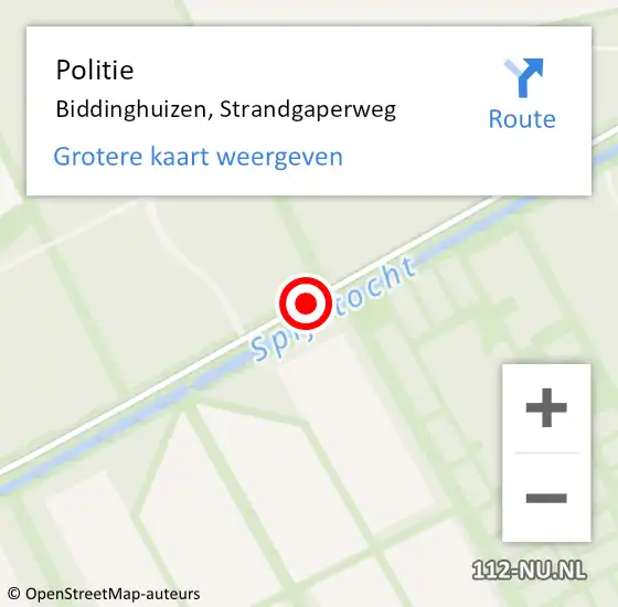Locatie op kaart van de 112 melding: Politie Biddinghuizen, Strandgaperweg op 17 augustus 2017 18:49