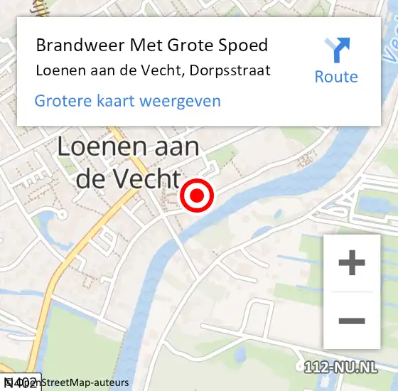 Locatie op kaart van de 112 melding: Brandweer Met Grote Spoed Naar Loenen aan de Vecht, Dorpsstraat op 17 augustus 2017 18:58