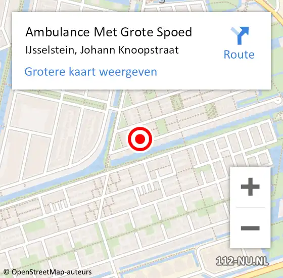 Locatie op kaart van de 112 melding: Ambulance Met Grote Spoed Naar IJsselstein, Johann Knoopstraat op 17 augustus 2017 19:15