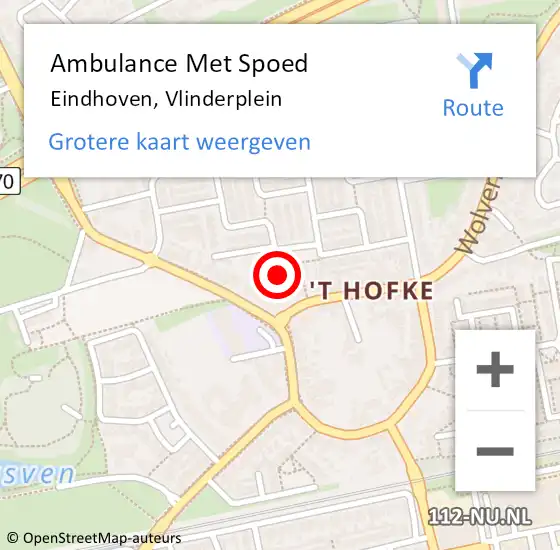 Locatie op kaart van de 112 melding: Ambulance Met Spoed Naar Eindhoven, Vlinderplein op 17 augustus 2017 19:17