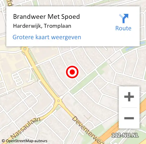 Locatie op kaart van de 112 melding: Brandweer Met Spoed Naar Harderwijk, Tromplaan op 29 januari 2014 19:51
