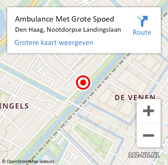 Locatie op kaart van de 112 melding: Ambulance Met Grote Spoed Naar Den Haag, Nootdorpse Landingslaan op 17 augustus 2017 19:33