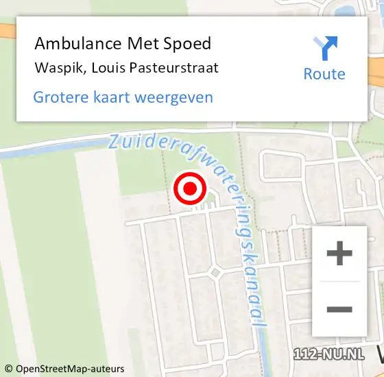 Locatie op kaart van de 112 melding: Ambulance Met Spoed Naar Waspik, Louis Pasteurstraat op 17 augustus 2017 19:47