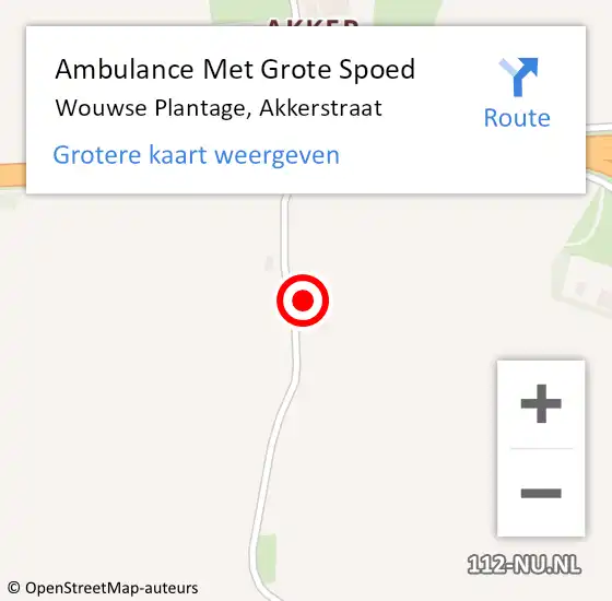Locatie op kaart van de 112 melding: Ambulance Met Grote Spoed Naar Wouwse Plantage, Akkerstraat op 17 augustus 2017 20:18