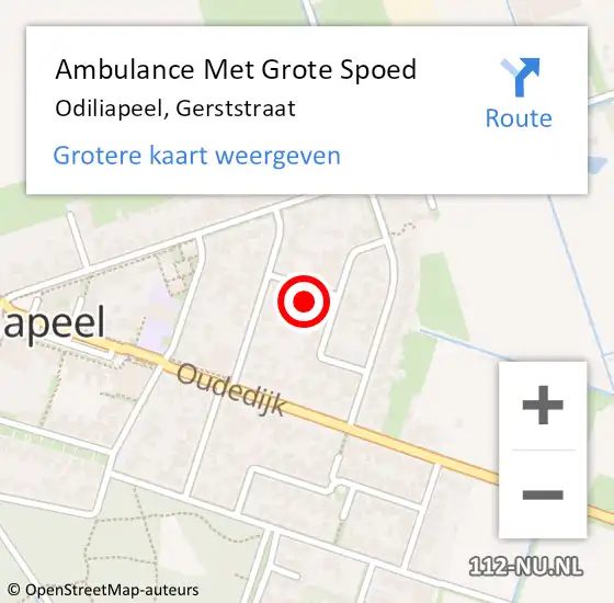 Locatie op kaart van de 112 melding: Ambulance Met Grote Spoed Naar Odiliapeel, Gerststraat op 17 augustus 2017 20:57