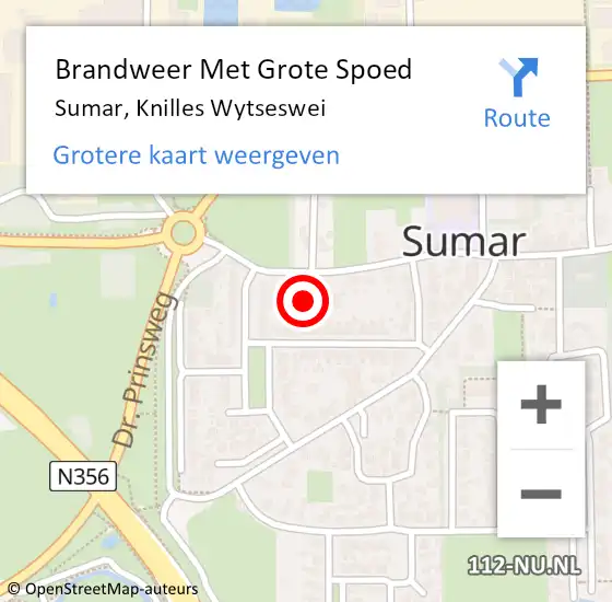 Locatie op kaart van de 112 melding: Brandweer Met Grote Spoed Naar Sumar, Knilles Wytseswei op 29 januari 2014 20:02