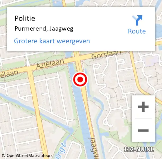 Locatie op kaart van de 112 melding: Politie Purmerend, Jaagweg op 17 augustus 2017 22:08