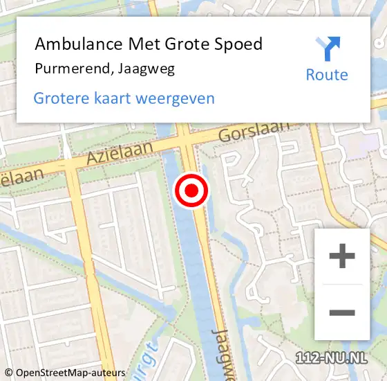 Locatie op kaart van de 112 melding: Ambulance Met Grote Spoed Naar Purmerend, Jaagweg op 17 augustus 2017 22:10