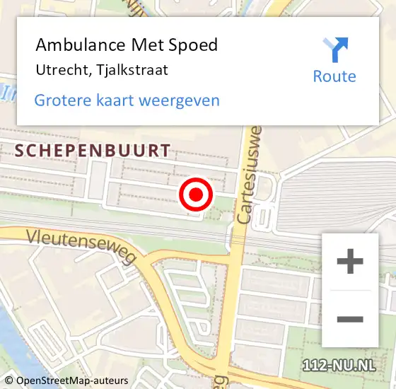 Locatie op kaart van de 112 melding: Ambulance Met Spoed Naar Utrecht, Tjalkstraat op 17 augustus 2017 22:42