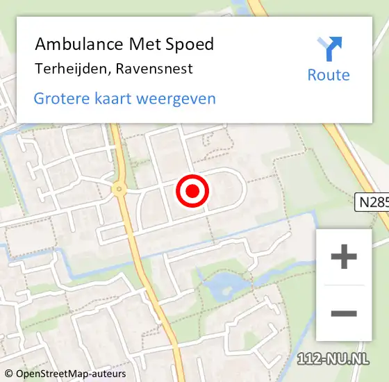 Locatie op kaart van de 112 melding: Ambulance Met Spoed Naar Terheijden, Ravensnest op 17 augustus 2017 23:37