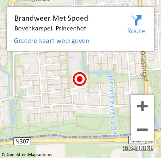 Locatie op kaart van de 112 melding: Brandweer Met Spoed Naar Bovenkarspel, Princenhof op 17 augustus 2017 23:51