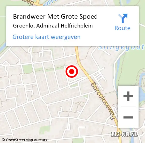 Locatie op kaart van de 112 melding: Brandweer Met Grote Spoed Naar Groenlo, Admiraal Helfrichplein op 18 augustus 2017 00:26