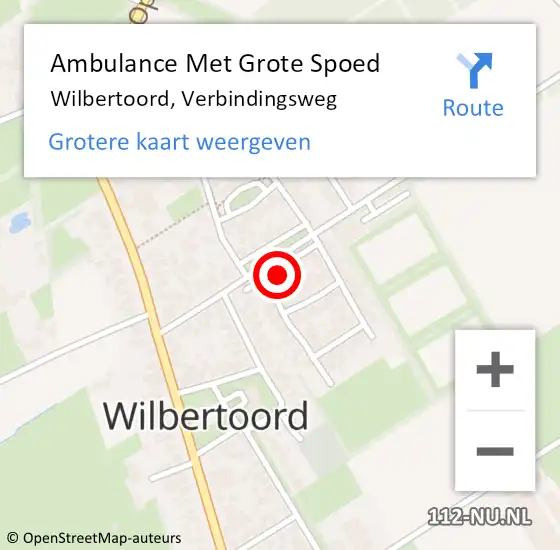 Locatie op kaart van de 112 melding: Ambulance Met Grote Spoed Naar Wilbertoord, Verbindingsweg op 18 augustus 2017 01:39