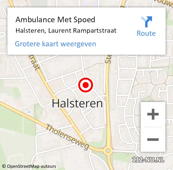 Locatie op kaart van de 112 melding: Ambulance Met Spoed Naar Halsteren, Laurent Rampartstraat op 18 augustus 2017 03:48