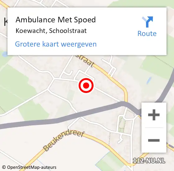 Locatie op kaart van de 112 melding: Ambulance Met Spoed Naar Koewacht, Schoolstraat op 18 augustus 2017 04:19