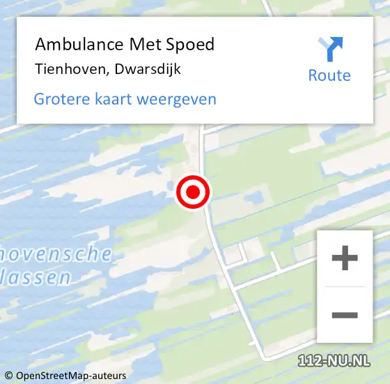 Locatie op kaart van de 112 melding: Ambulance Met Spoed Naar Tienhoven, Dwarsdijk op 18 augustus 2017 04:53