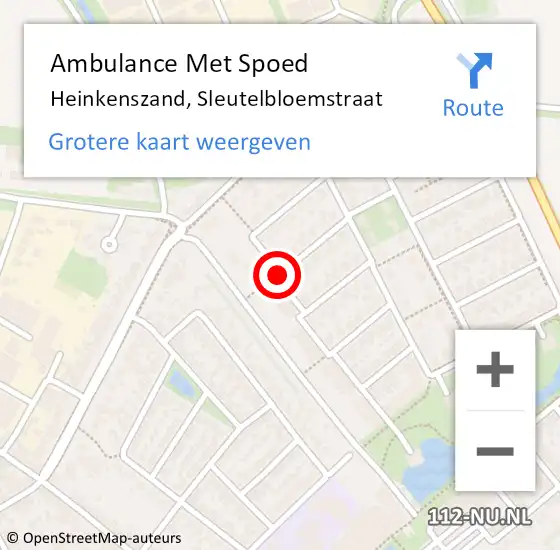 Locatie op kaart van de 112 melding: Ambulance Met Spoed Naar Heinkenszand, Sleutelbloemstraat op 18 augustus 2017 05:39